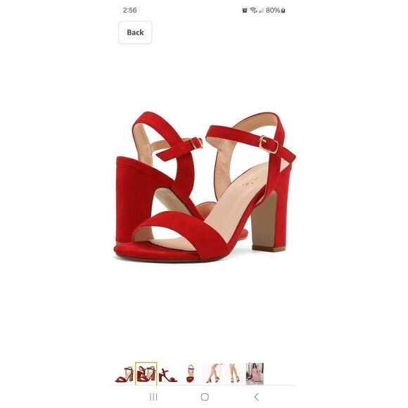 New 7.5 Dream Pairs Red Gisela1 Open Toe Chunky High Heel Sandals Dress Shoes - Picture 1 of 8